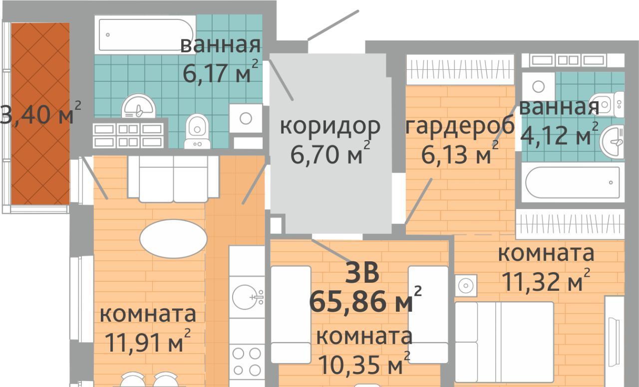 квартира г Екатеринбург р-н Верх-Исетский ВИЗ жилрайон, Семейный квартал Дружный жилой комплекс фото 1