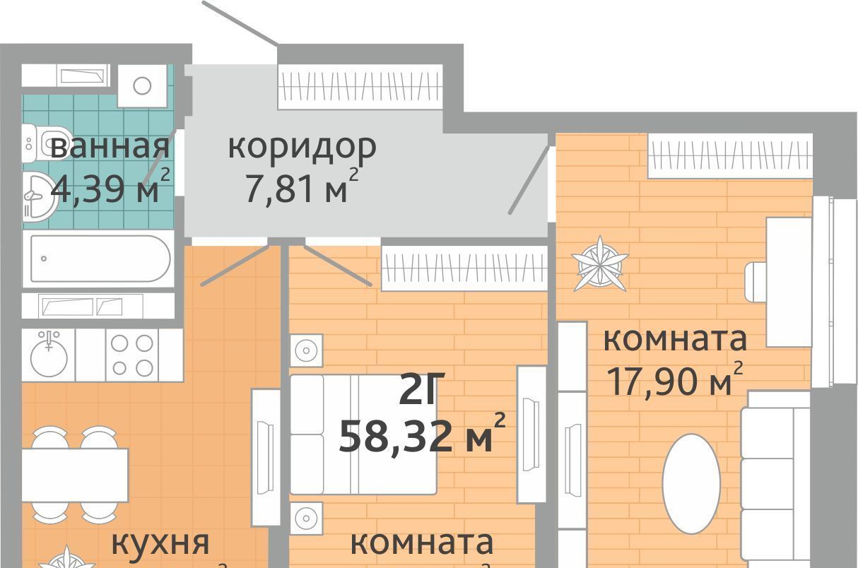 квартира г Екатеринбург р-н Верх-Исетский ВИЗ жилрайон, Семейный квартал Дружный жилой комплекс фото 1