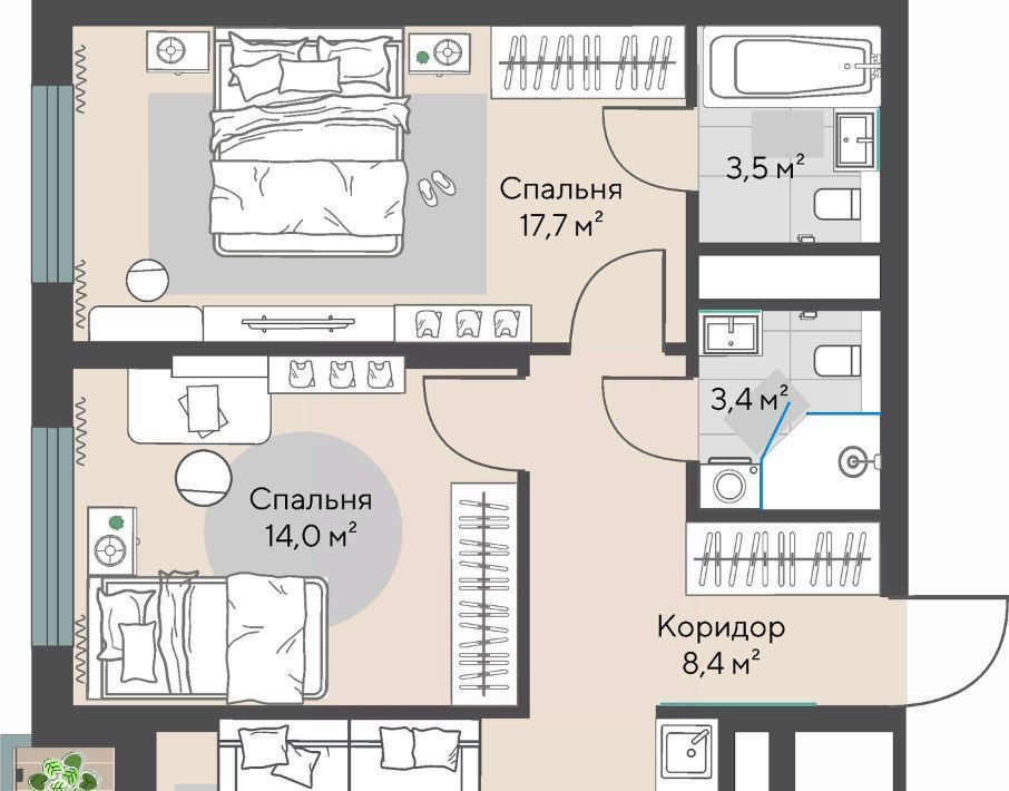 квартира г Екатеринбург Эльмаш ЖК Изумрудный Бор Проспект Космонавтов, жилрайон фото 2