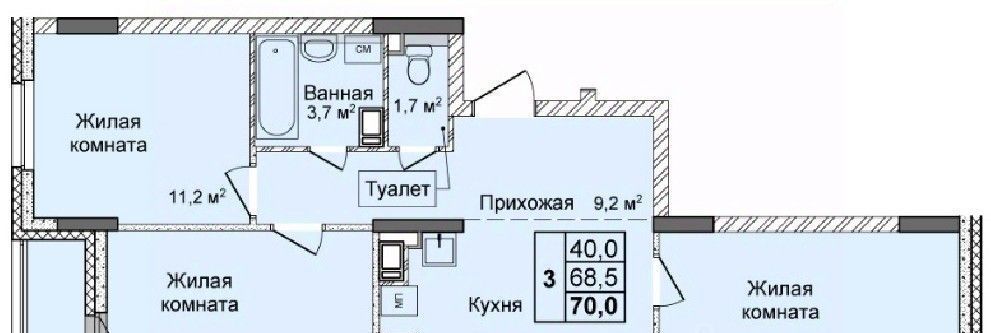 квартира г Нижний Новгород Кооперативный Буревестник ЖК «Дома на Культуре» кв-л фото 1