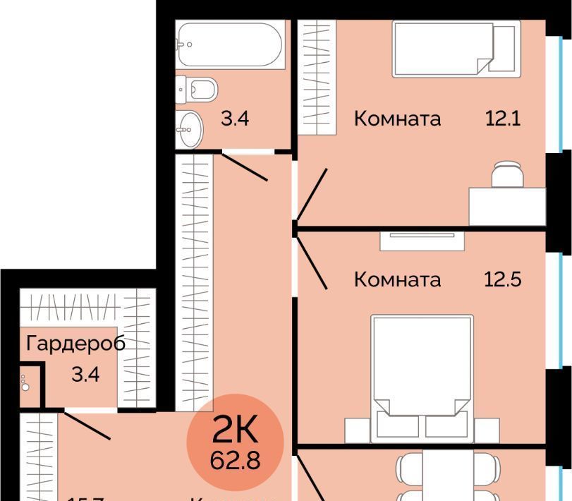 квартира г Пермь р-н Свердловский Краснова ЖК Красное яблоко фото 1