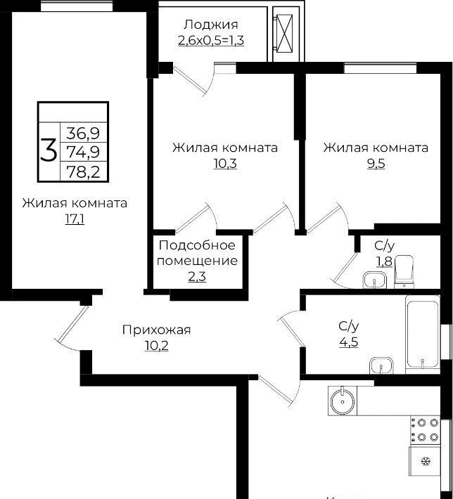 квартира г Краснодар р-н Прикубанский ЖК «Европа-Сити» фото 1