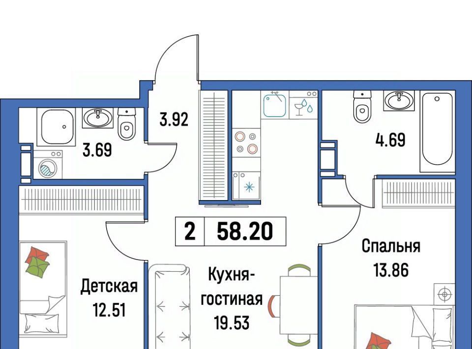 квартира р-н Всеволожский г Мурино ЖК «Урбанист» Девяткино фото 1