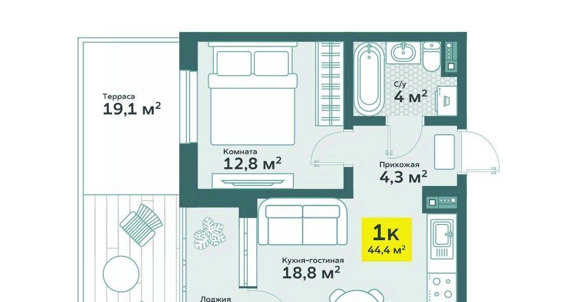 квартира г Тюмень р-н Ленинский ул Сергея Свиридова 11 фото 1