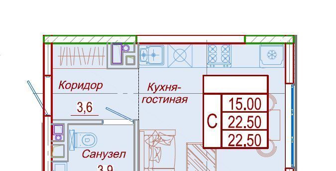 квартира р-н Анапский с Сукко ул Мирная 9к/1 муниципальное образование, Анапа фото 5