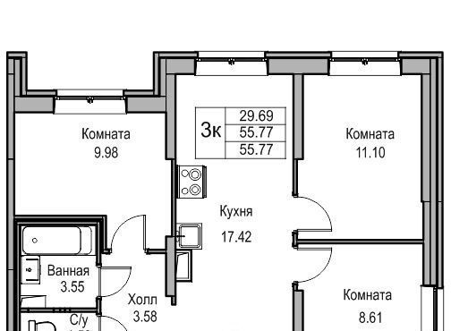 квартира г Санкт-Петербург ул Ивинская 19к/1 Беговая фото 1