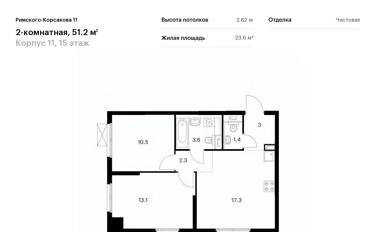 квартира г Москва метро Бибирево жилой комплекс «Римского-Корсакова 11» фото 1