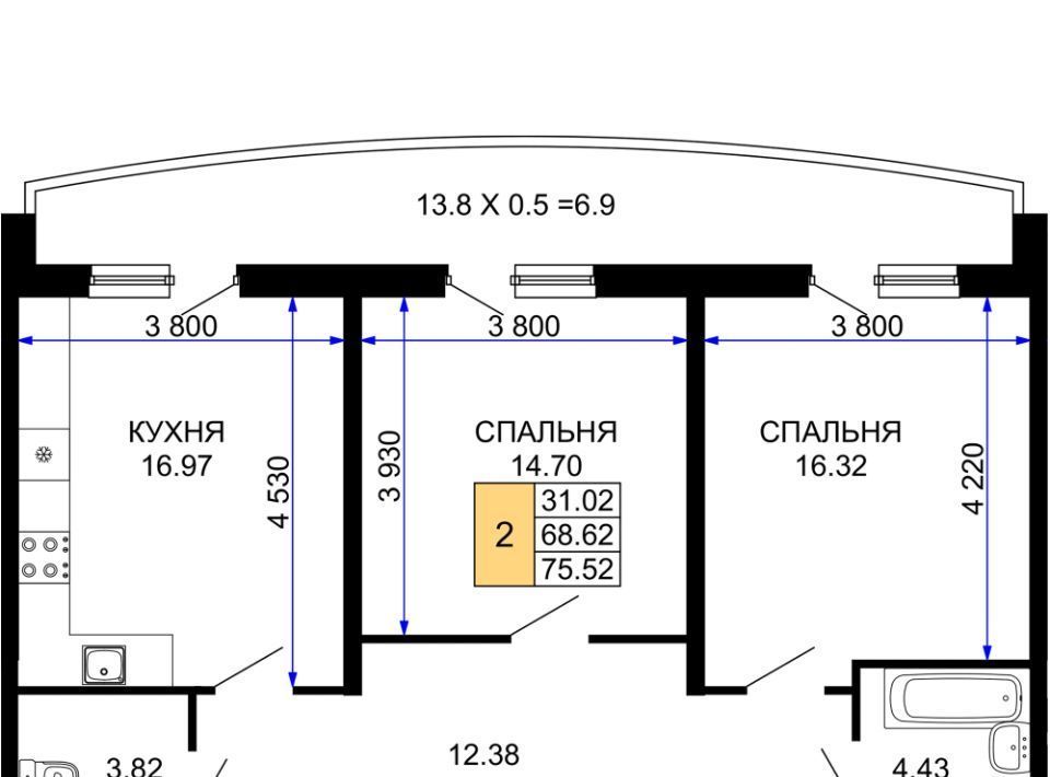 квартира г Краснодар р-н Прикубанский ул Ростовское Шоссе 30/6 фото 1