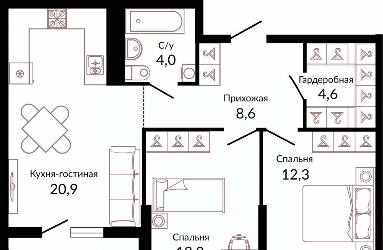 квартира г Краснодар р-н Прикубанский ш. Ближний Западный Обход, 2к 3 фото 1