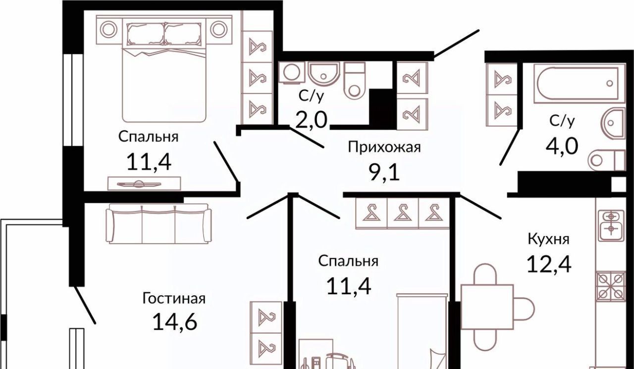 квартира г Краснодар р-н Прикубанский ш. Ближний Западный Обход, 2к 3 фото 1