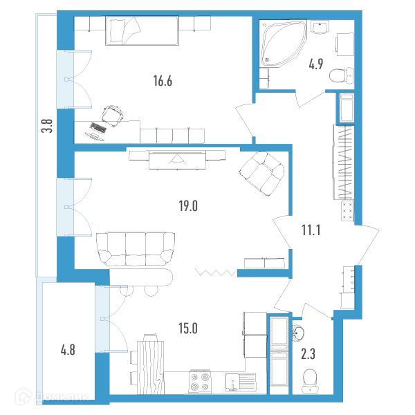 квартира г Санкт-Петербург б-р Головнина 3к/1 Василеостровский район фото 1