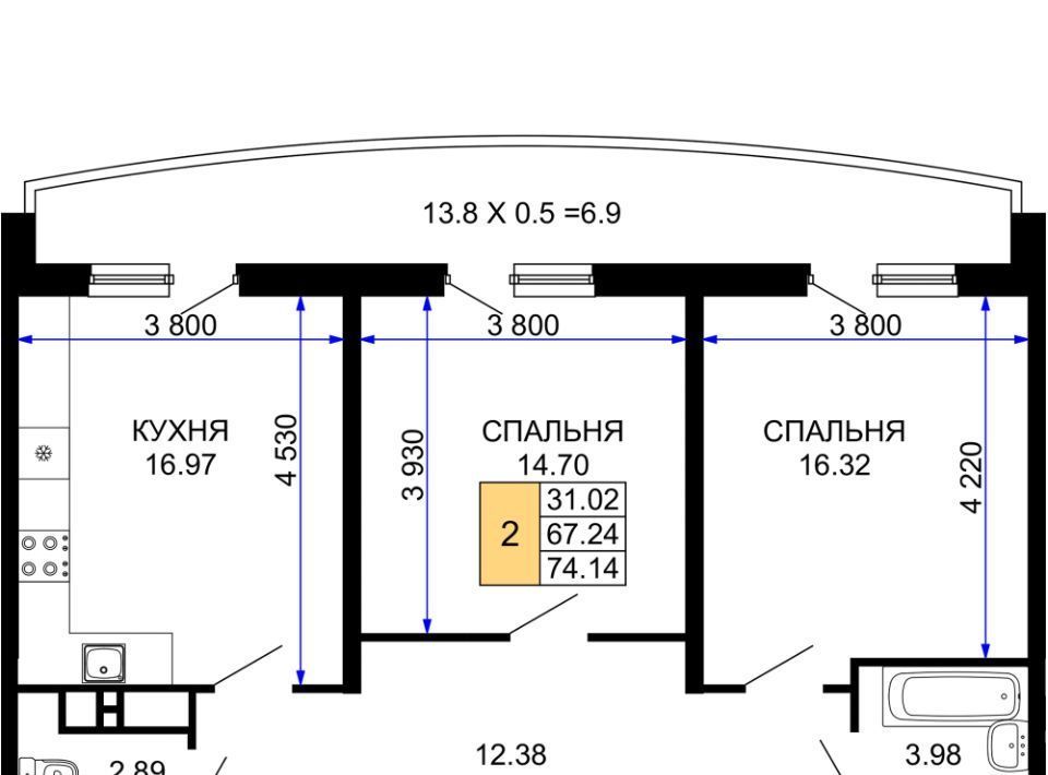 квартира г Краснодар р-н Прикубанский ул Ростовское Шоссе 30/6 фото 1