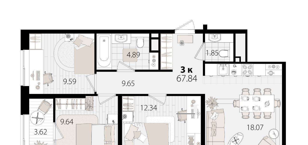 квартира г Краснодар р-н Карасунский ул Сормовская 1/3 фото 1