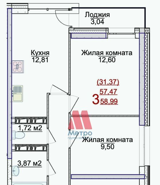 квартира г Ярославль р-н Фрунзенский ЖК «АЭРОПАРК» фото 2