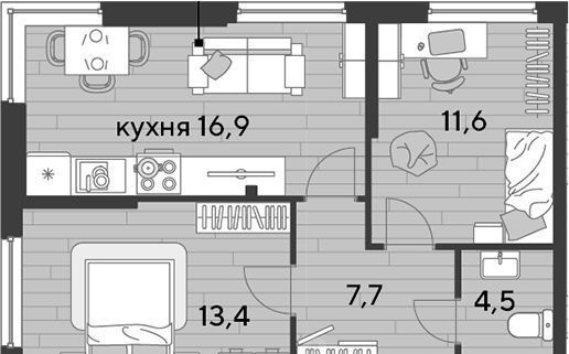 квартира г Краснодар р-н Прикубанский Догма Парк мкр фото 1