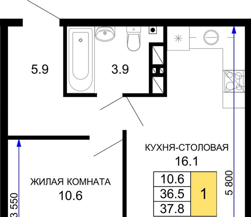 квартира г Краснодар р-н Прикубанский ЖК «Дыхание» фото 1