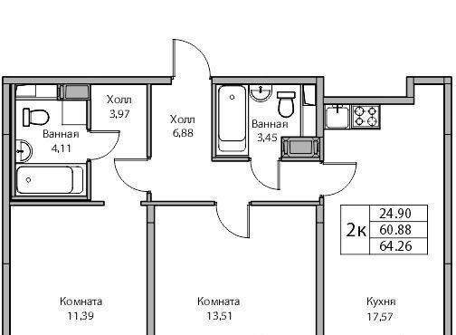 квартира г Санкт-Петербург ул Ивинская 5к/1 Беговая фото 1