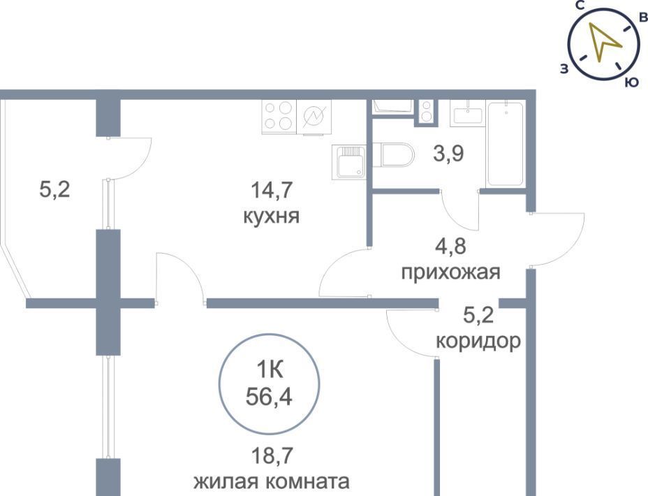 квартира р-н Сургутский пгт Белый Яр ЖК «Яркий» фото 1