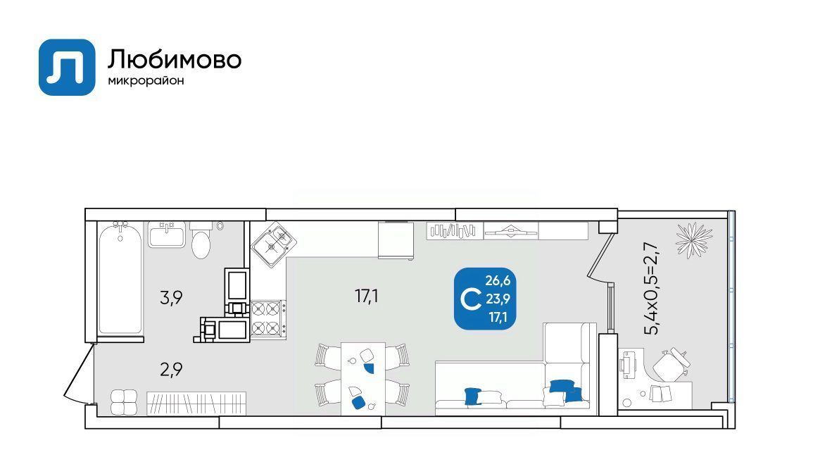 квартира г Краснодар р-н Прикубанский мкр Любимово 7/1 фото 1