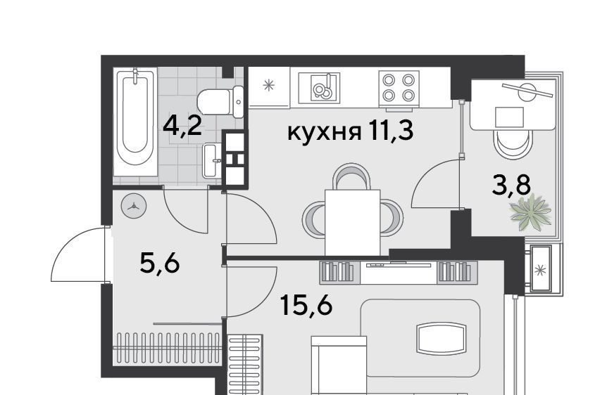 квартира г Краснодар р-н Прикубанский ЖК «Парк Победы» фото 1