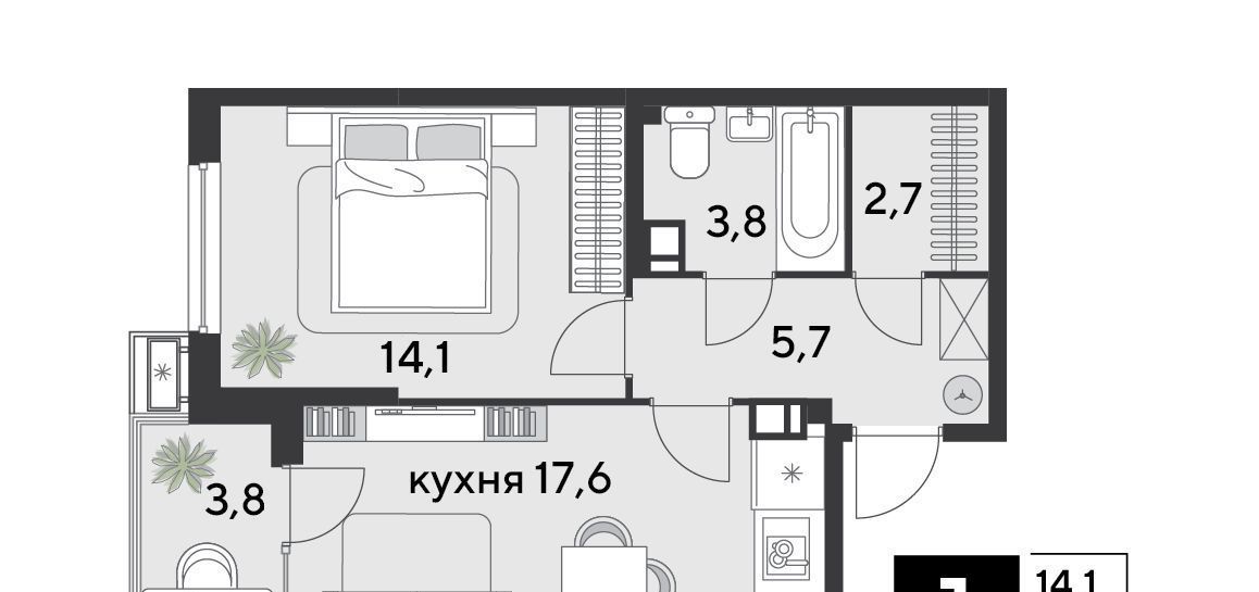 квартира г Краснодар р-н Прикубанский ЖК «Парк Победы» фото 1