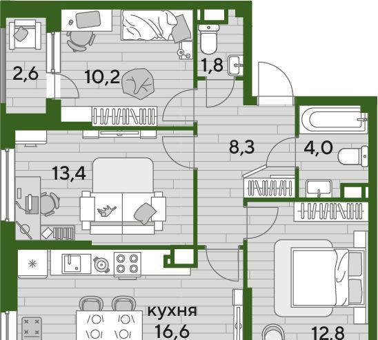 квартира г Краснодар р-н Прикубанский ул им. Анны Ахматовой фото 1