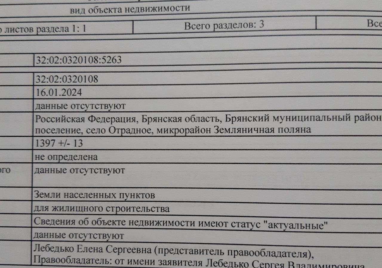 земля р-н Брянский с Отрадное Отрадненское сельское поселение, мкр-н Земляничная Поляна, 264, Глинищево фото 2