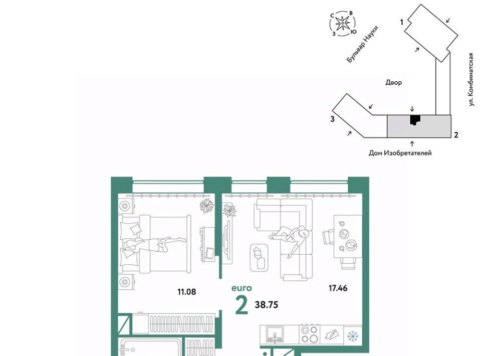 квартира г Тюмень р-н Калининский ул Комбинатская 16к/1 фото 1