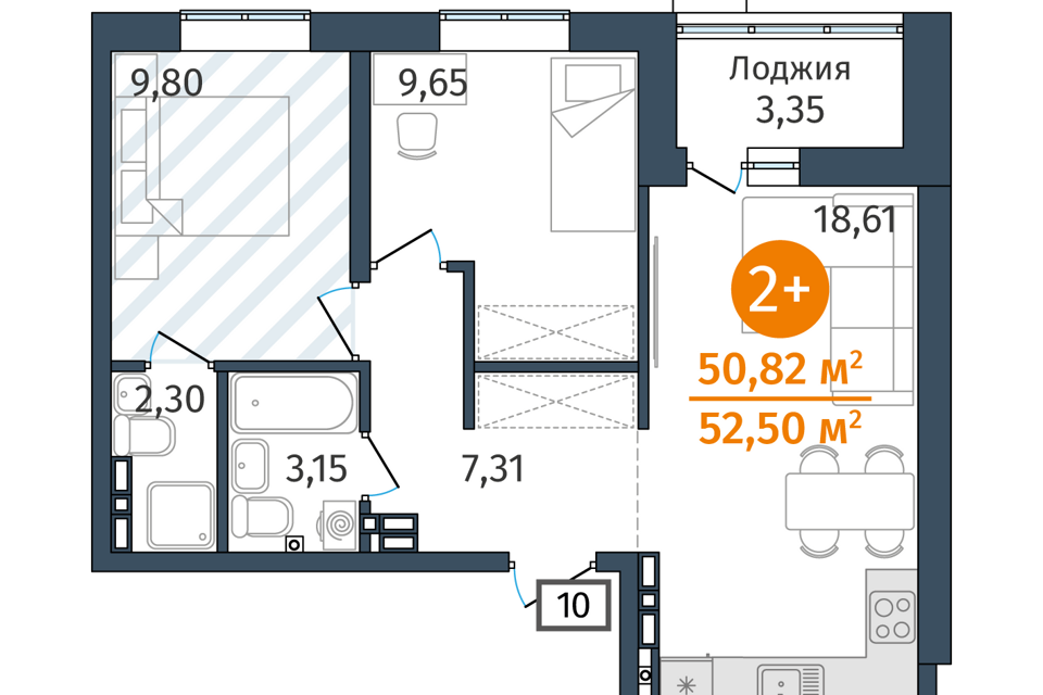 квартира р-н Тюменский д Дударева ул Сергея Джанбровского 27к/3 фото 1