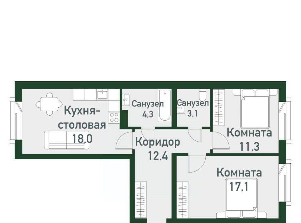 квартира п Западный р-н мкр Привилегия ул Спортивная 20 Кременкульское с/пос фото 1