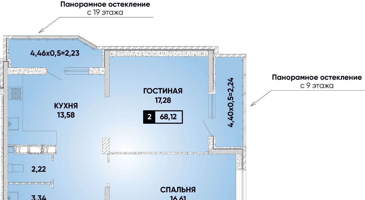 квартира г Краснодар р-н Прикубанский микрорайон «Губернский» фото 1