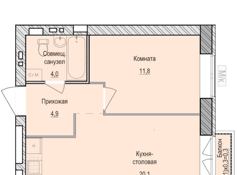 квартира Санвилл жилой комплекс, 5, Завьяловский район, с. Первомайский фото 1