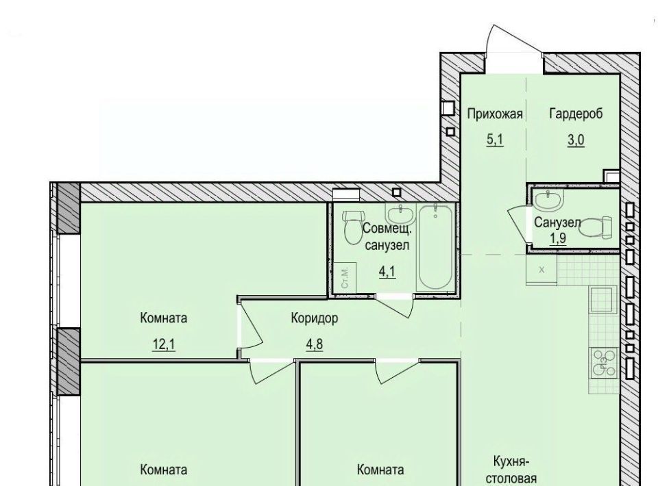 квартира ул. Архитектора Сергея Макарова, 1/2, Завьяловский район, с. Первомайский фото 1