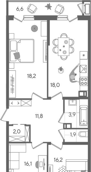 квартира г Краснодар р-н Карасунский ул Новороссийская 88 фото 1