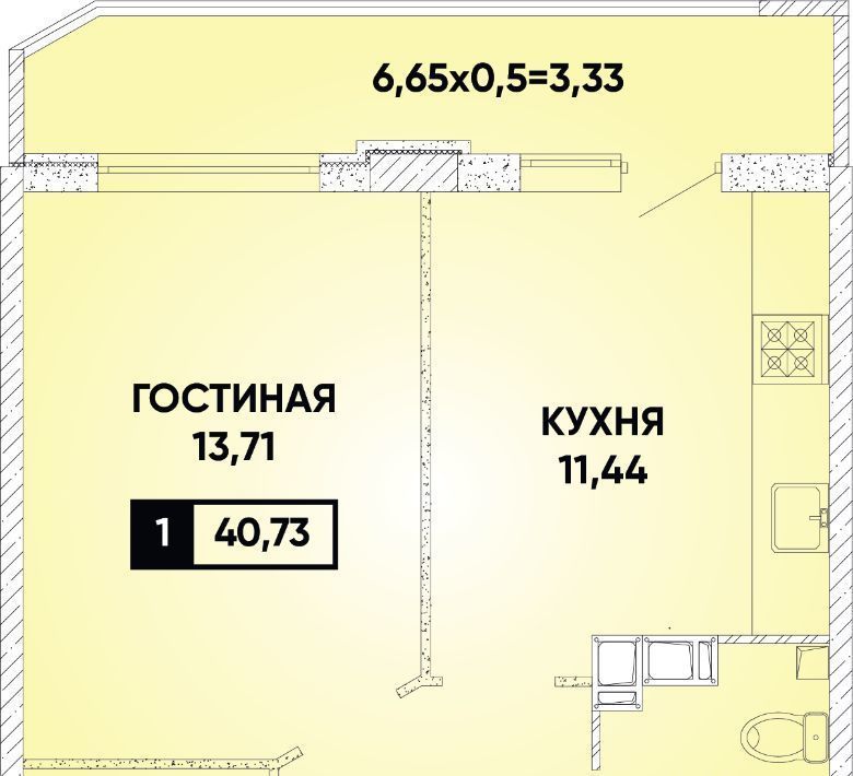 квартира г Краснодар р-н Прикубанский микрорайон «Губернский» фото 1