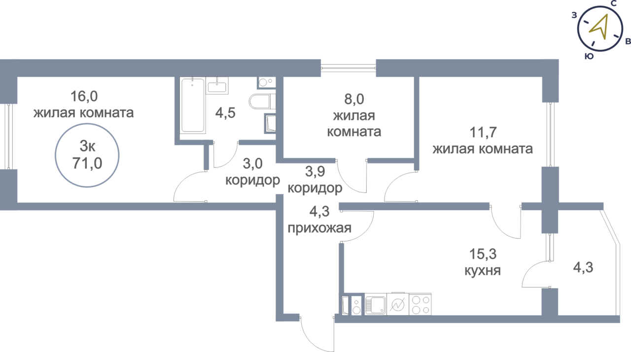 квартира г Нефтеюганск мкр 17-й 9 фото 1