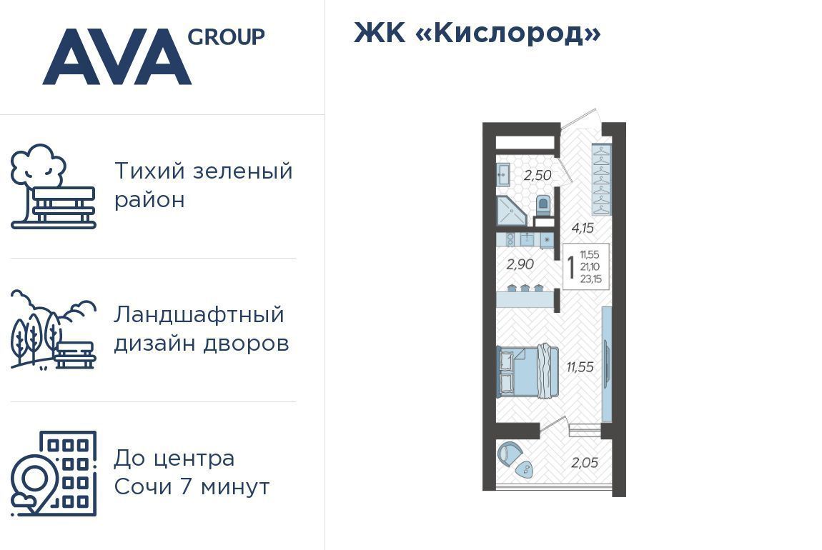 квартира г Сочи р-н Хостинский ЖК «Кислород» 5 фото 1