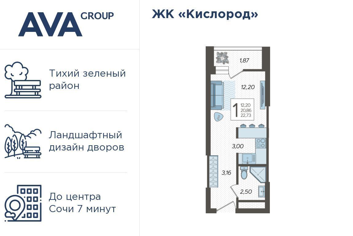 квартира г Сочи р-н Хостинский ЖК «Кислород» 2 фото 1