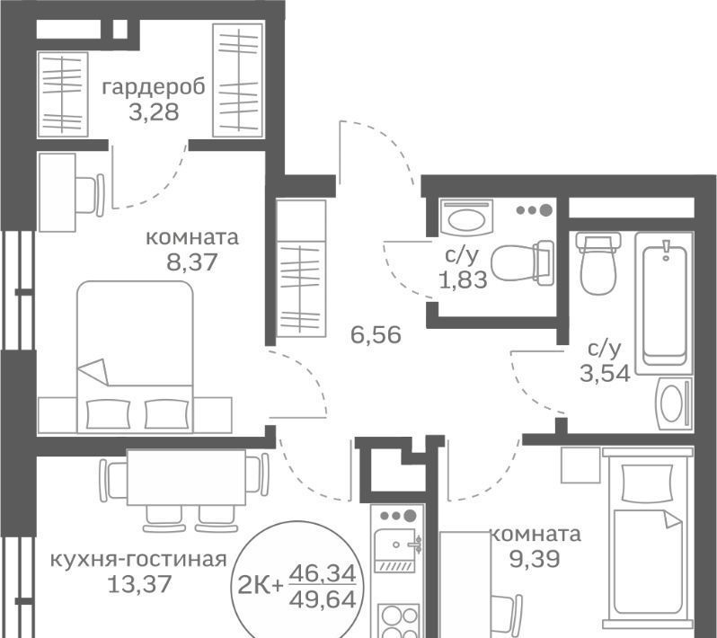 квартира р-н Тюменский д Патрушева ул Петра Ершова 10 фото 1