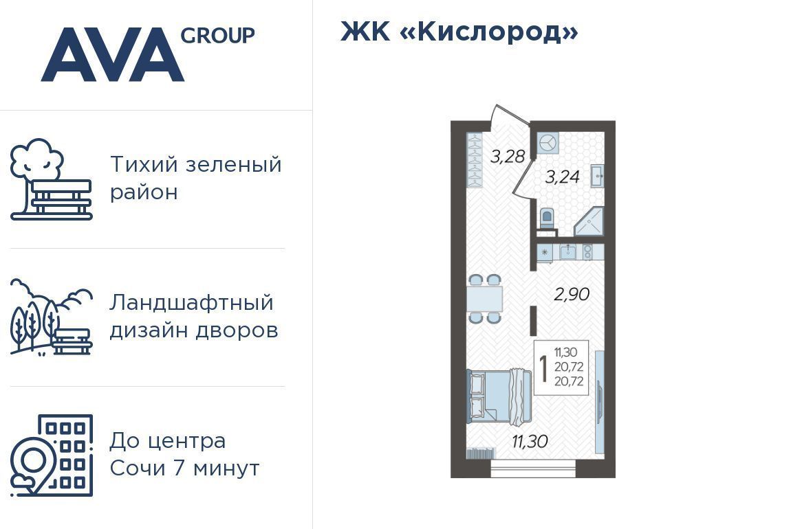 квартира г Сочи р-н Хостинский ЖК «Кислород» 1 фото 1