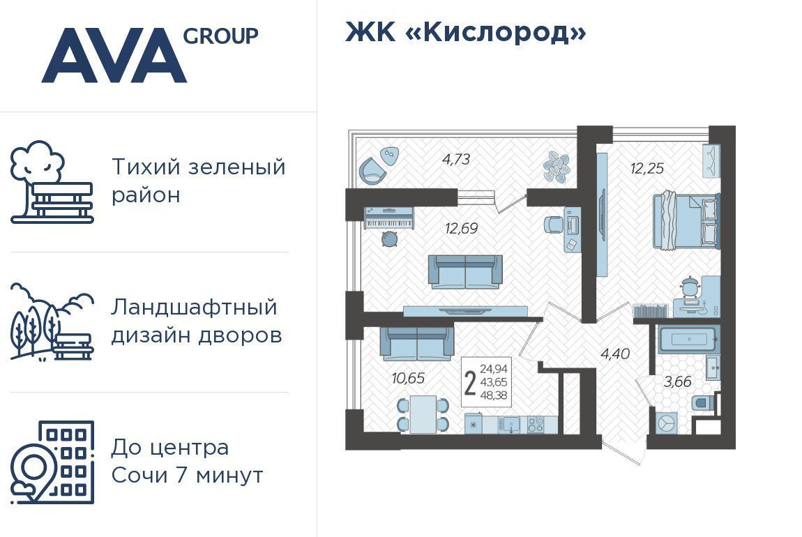 квартира г Сочи р-н Хостинский ЖК «Кислород» 5 фото 1