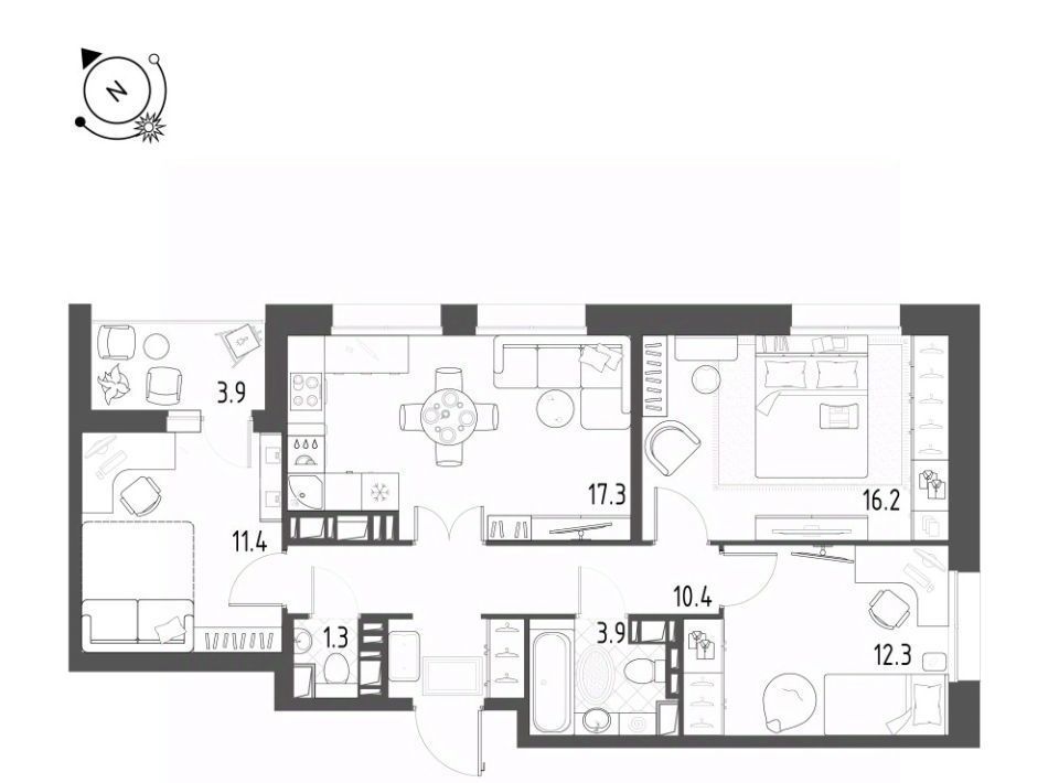 квартира г Омск р-н Кировский микрорайон Зелёная Река 9 фото 1