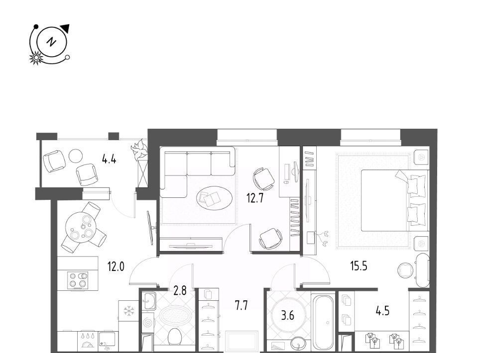 квартира г Омск р-н Кировский микрорайон Зелёная Река 7 фото 1