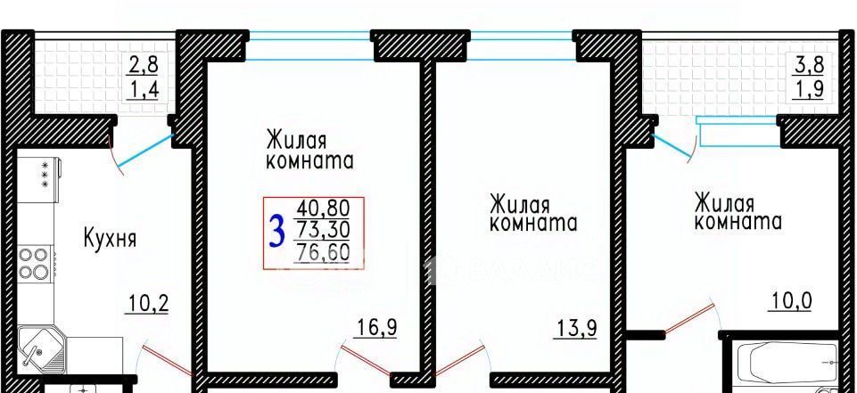 квартира г Воронеж р-н Советский ул Острогожская 166/4 фото 1