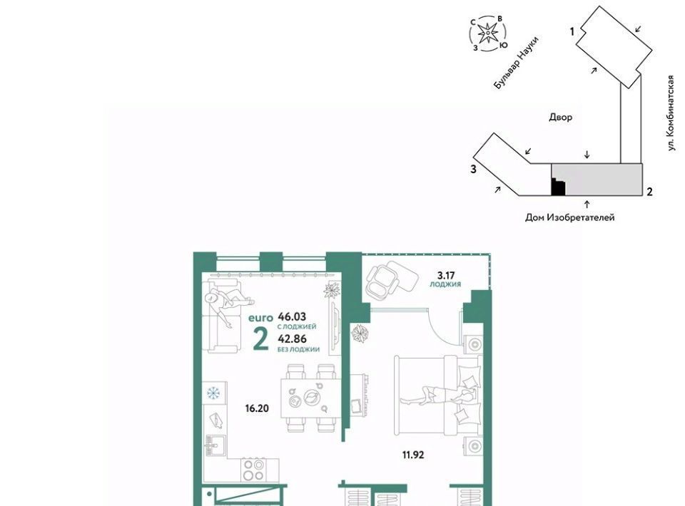 квартира г Тюмень р-н Калининский ул Комбинатская 16к/1 фото 1