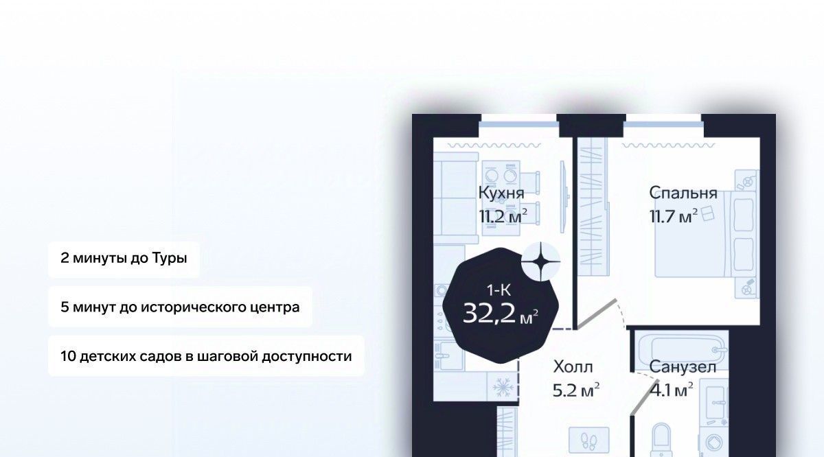 квартира г Тюмень р-н Центральный ул Новгородская 20 фото 1