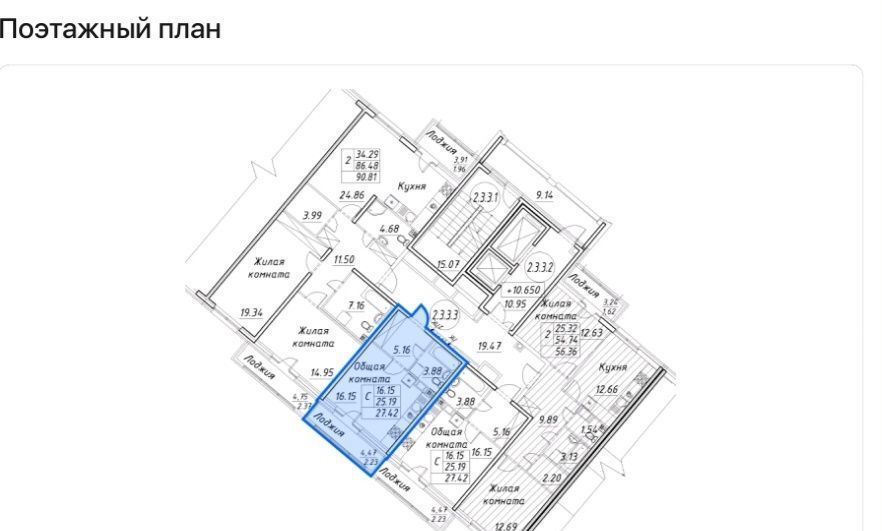 квартира г Санкт-Петербург метро Комендантский Проспект пр-кт Авиаконструкторов 54 фото 24