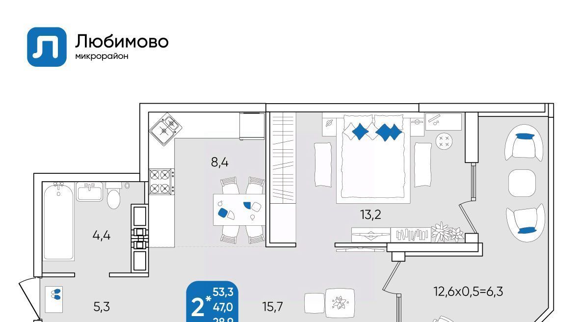 квартира г Краснодар р-н Прикубанский мкр Любимово 7/1 фото 1