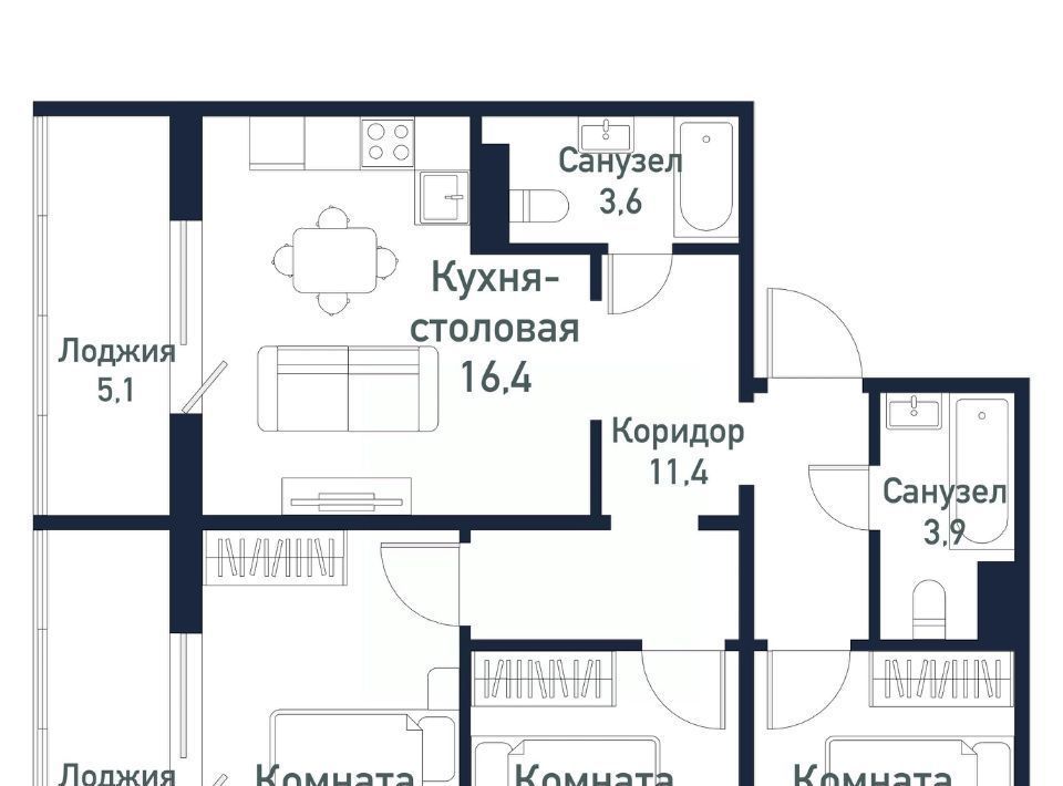 квартира р-н Сосновский п Пригородный Кременкульское с/пос, Парковый Премиум жилой комплекс фото 1