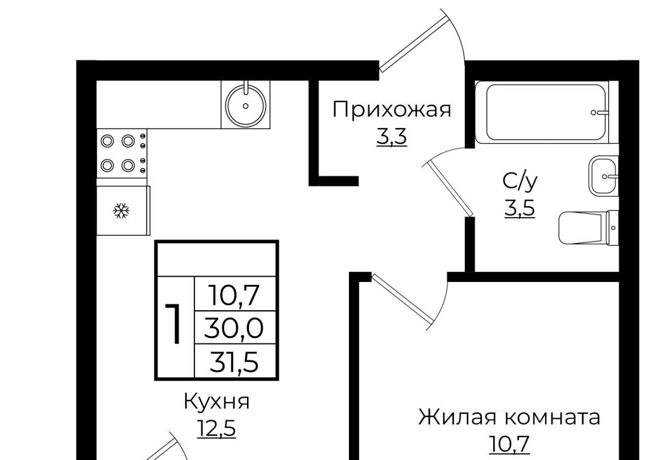 квартира г Краснодар р-н Прикубанский ЖК «Европа-Сити» фото 1